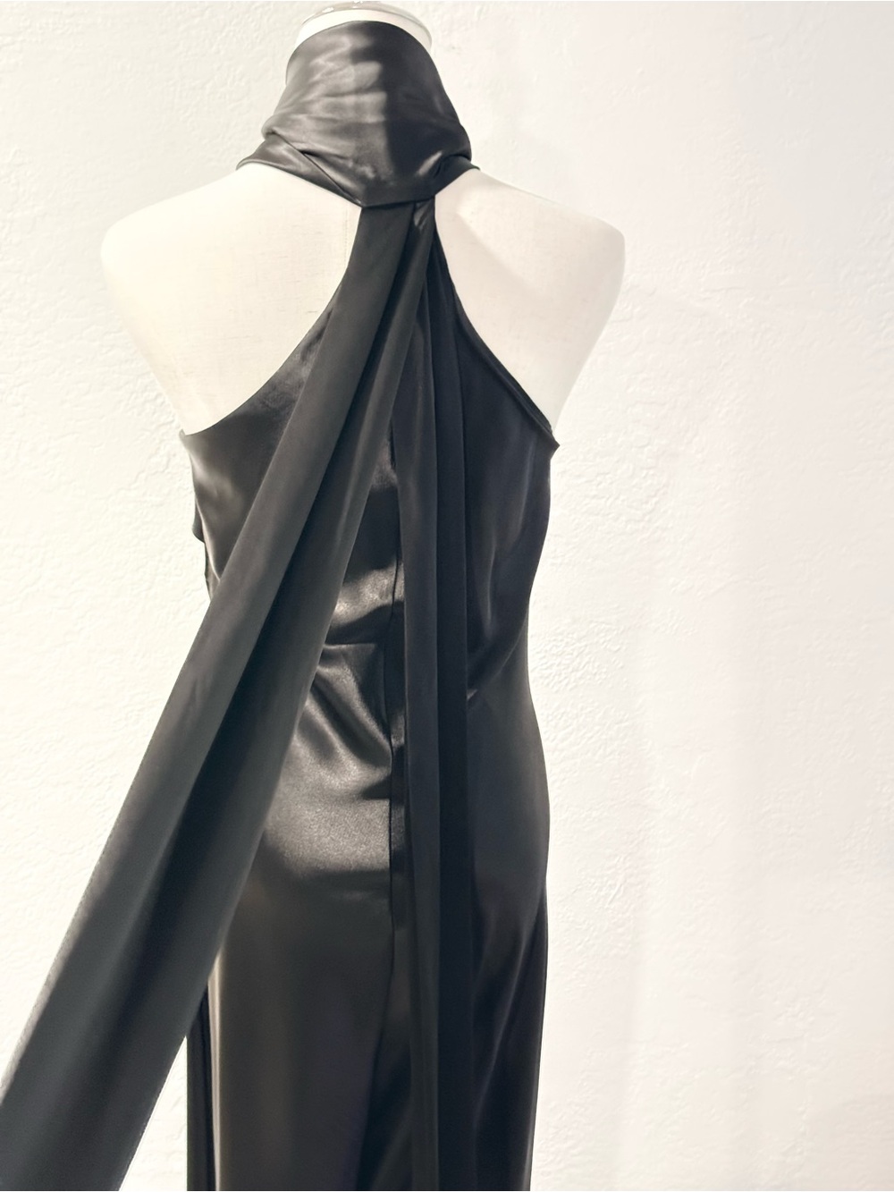 Galvan London Black Sienna Halter Satin Sash Tie Neck Wide Leg Jumpsuit luxury - Picture 3 of 16